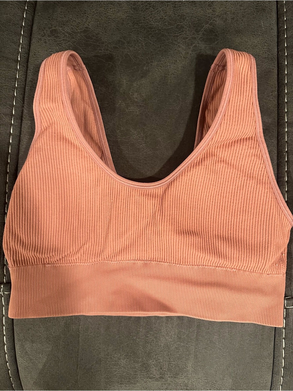 Ribbed Scoop Sports Bralette - Pink